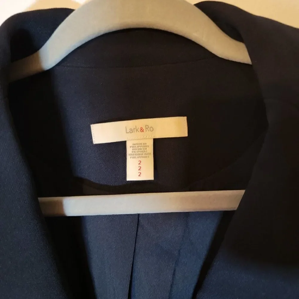 Lark + Ro Mens Navy Blue Long Sleeve Ventless One Button Boyfriend Blazer Size 2